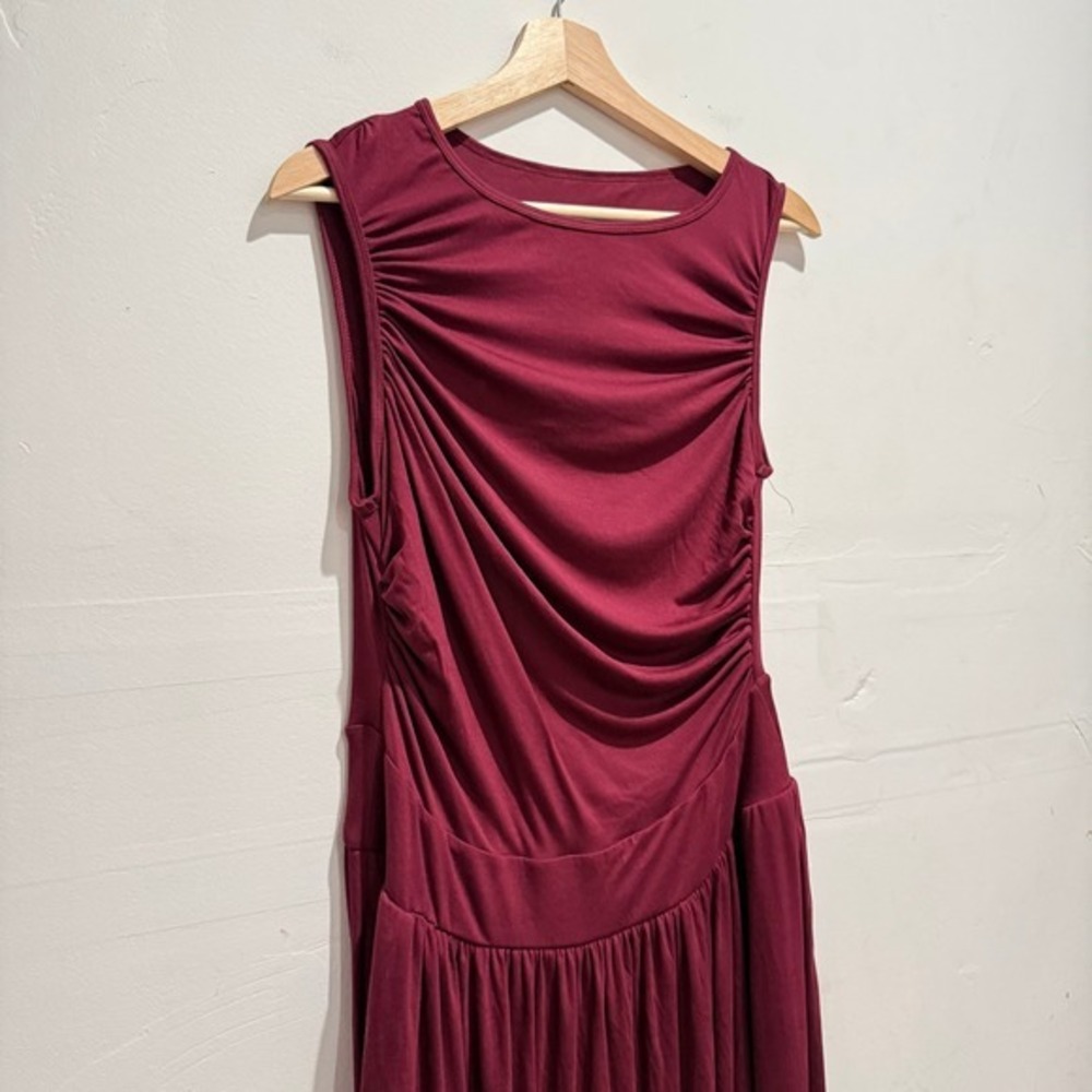 NWT Halara Ribbed Boat Neck Asymmetric Strap Ruched Maxi Dress L‎ - Picture 5 of 7
